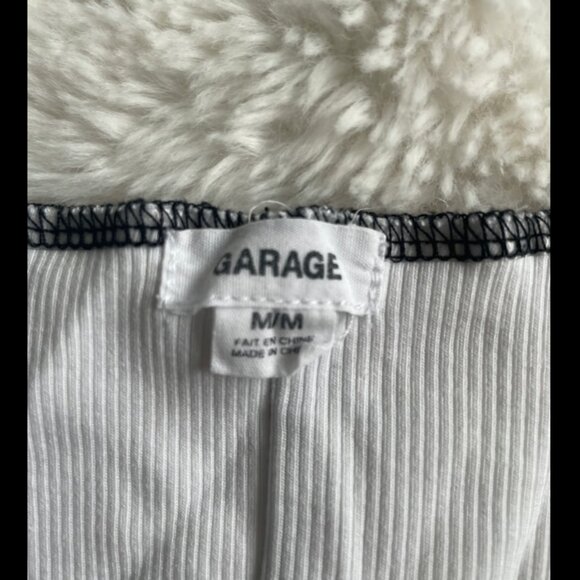 Garage White Crop Tank with Black Trim - Picture 2 of 5